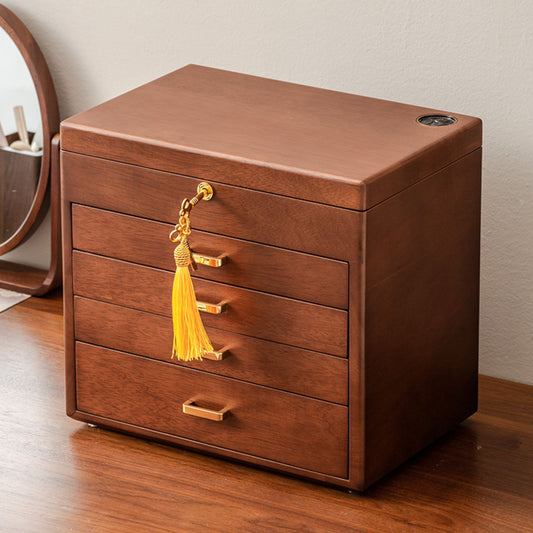 Large Wooden Jewelry Box Organizer with Drawers and Lock SKU 21148