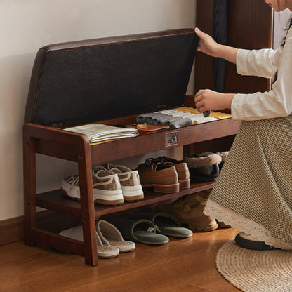 Wooden Upholstered Shoe Bench with Storage SKU 52014