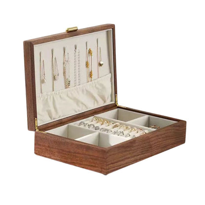 Solid Walnut Wood Jewelry Box Organizer with Necklace Holder SKU 21076