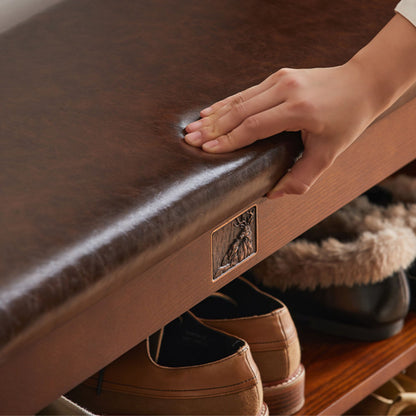 Wooden Upholstered Shoe Bench with Storage SKU 52014