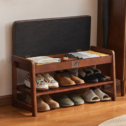 Wooden Upholstered Shoe Bench with Storage SKU 52014