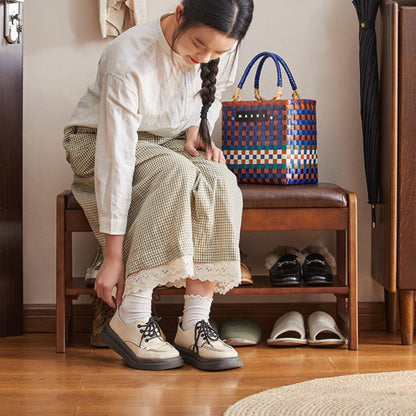 Wooden Upholstered Shoe Bench with Storage SKU 52014