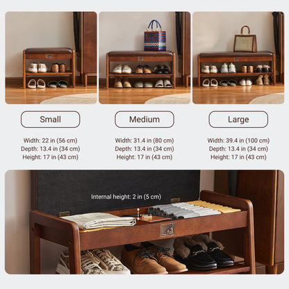 Wooden Upholstered Shoe Bench with Storage SKU 52014