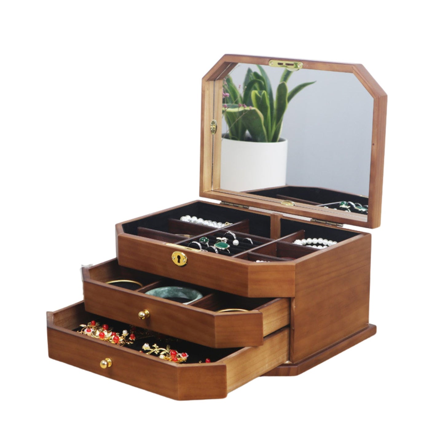 Large Wooden Jewelry Box for Women SKU 21058