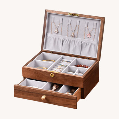 Solid Wood Jewelry Box with Drawer and Lock SKU 21132