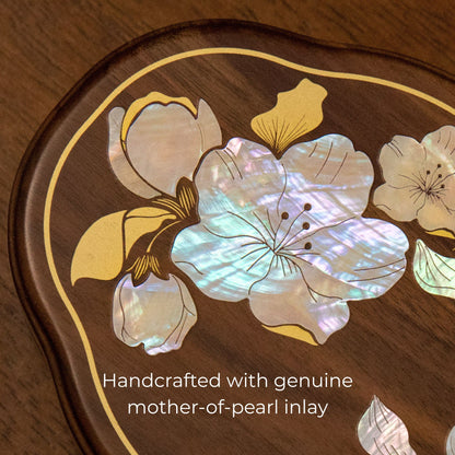Solid Walnut Jewelry Box with Mother-of-Pearl Inlay SKU 21190