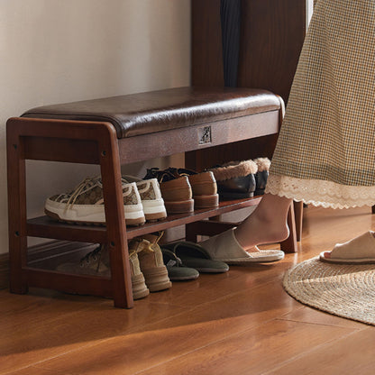 Wooden Upholstered Shoe Bench with Storage SKU 52014