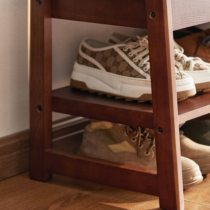 Wooden Upholstered Shoe Bench with Storage SKU 52014