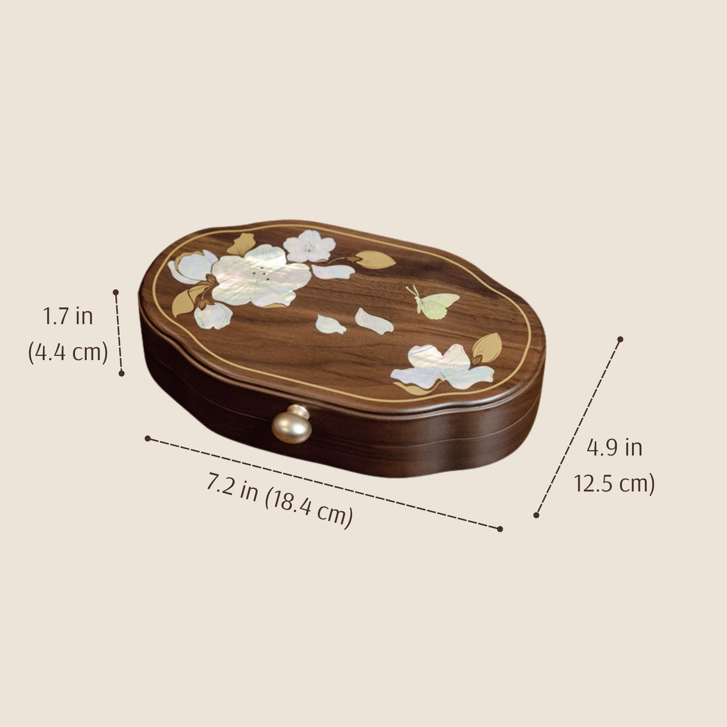 Solid Walnut Jewelry Box with Mother-of-Pearl Inlay SKU 21190