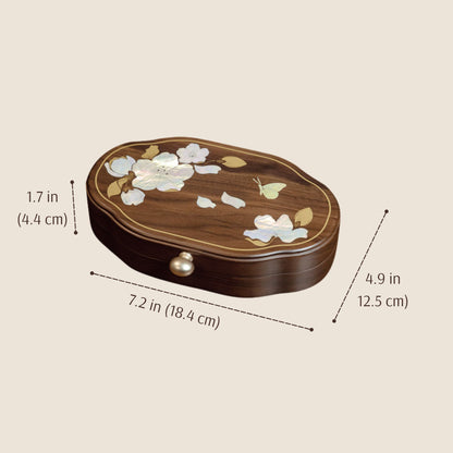 Solid Walnut Jewelry Box with Mother-of-Pearl Inlay SKU 21190