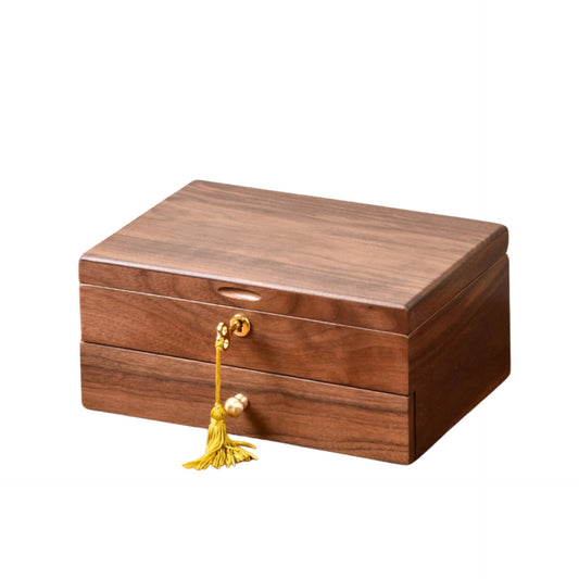 Solid Wood Jewelry Box with Drawer and Lock SKU 21132