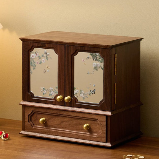 Large Solid Walnut Wood Jewelry Box Organizer with Drawer SKU 21149