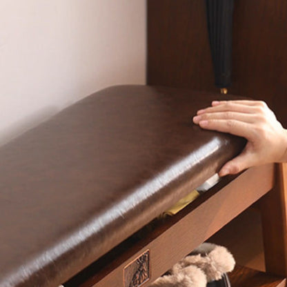 Wooden Upholstered Shoe Bench with Storage SKU 52014