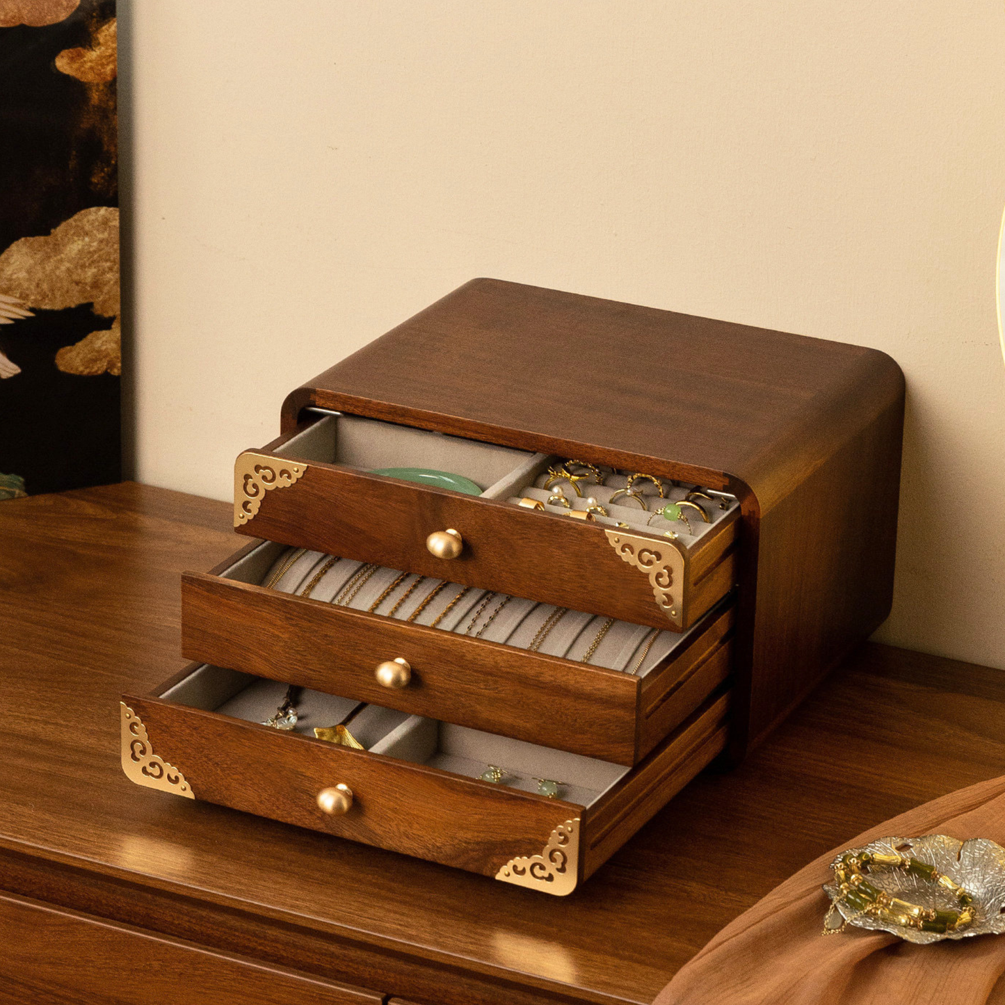 Solid Wood Jewelry Box Organizer with Drawers SKU 21191