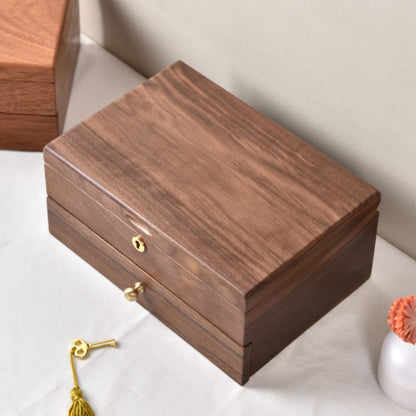 Solid Wood Jewelry Box with Drawer and Lock SKU 21132