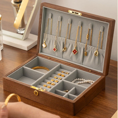 Solid Walnut Jewelry Box with Hand-Painted Butterflies and Flowers SKU 21202