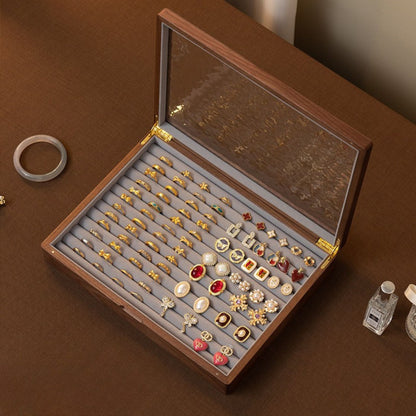 Solid Walnut Wood Jewelry Box for Rings and Earrings SKU 21175