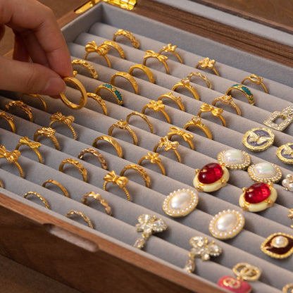 Solid Walnut Wood Jewelry Box for Rings and Earrings SKU 21175