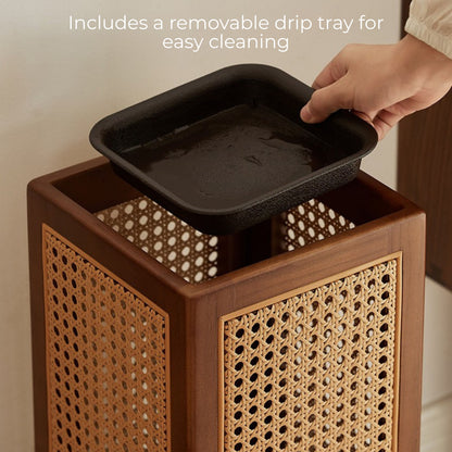 Solid Wood Umbrella Stand with PE Wicker Sides SKU 54001