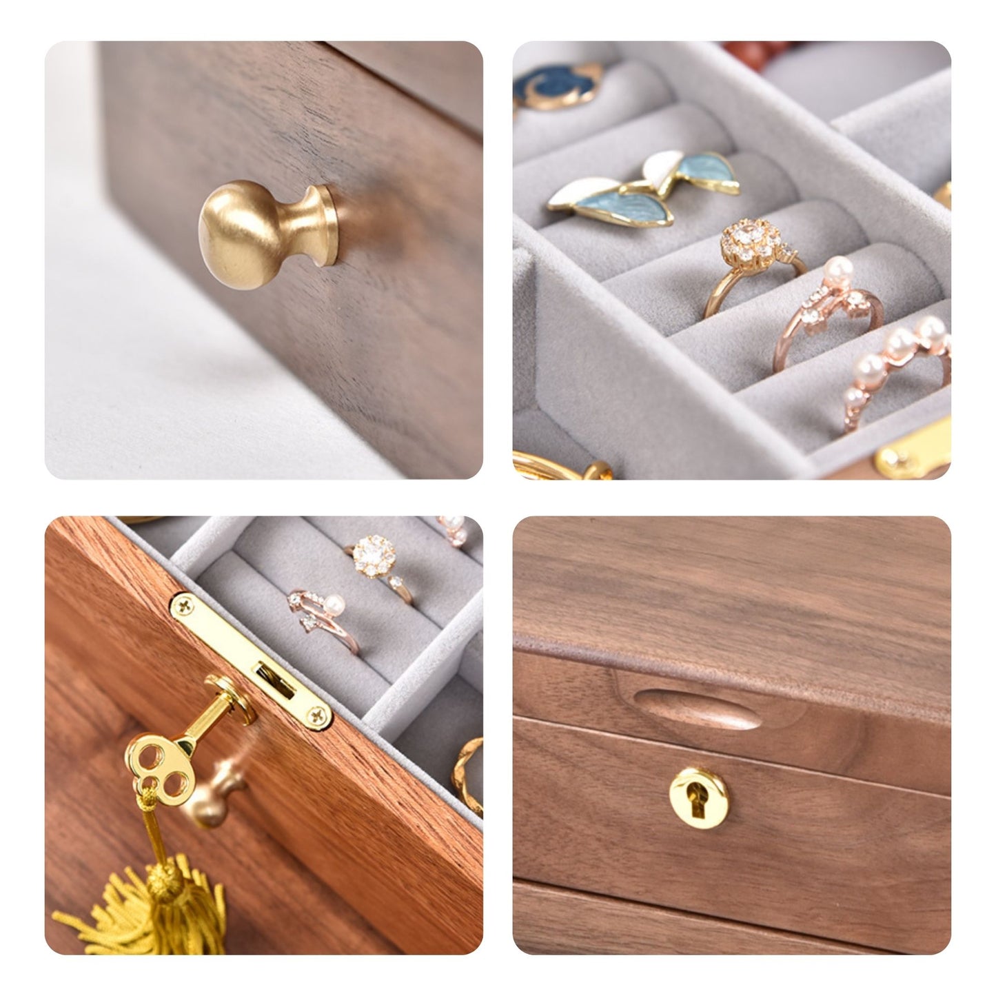 Solid Wood Jewelry Box with Drawer and Lock SKU 21132