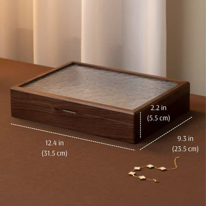 Solid Walnut Wood Jewelry Box for Rings and Earrings SKU 21175