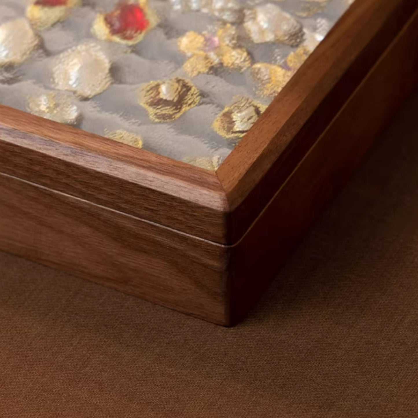 Solid Walnut Wood Jewelry Box for Rings and Earrings SKU 21175