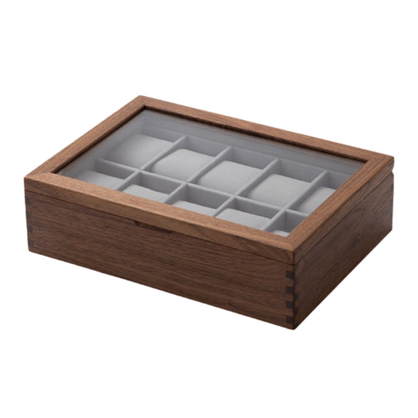Solid Walnut Watch Box with Glass Lid SKU 22013