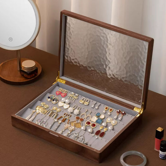 Solid Walnut Wood Jewelry Box for Earrings SKU 21176