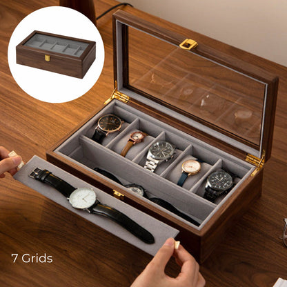 Solid Walnut Watch Box with Glass Lid SKU 22013