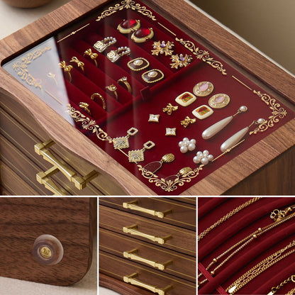 Large Solid Walnut Jewelry Box with Drawers SKU 21179
