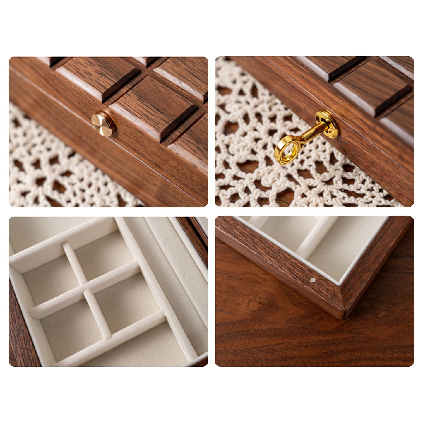 Chocolate Style Solid Walnut Wood Jewelry Box SKU 21123