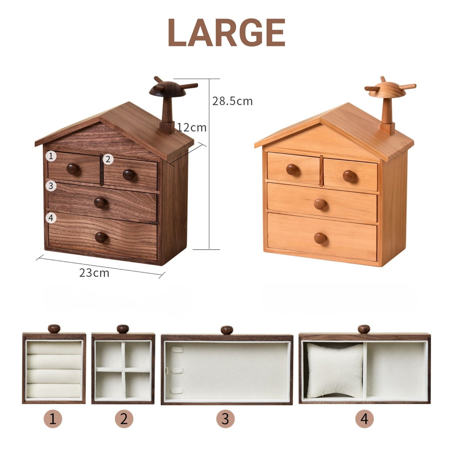 Wooden Jewelry Box Organization with Drawers SKU 21169
