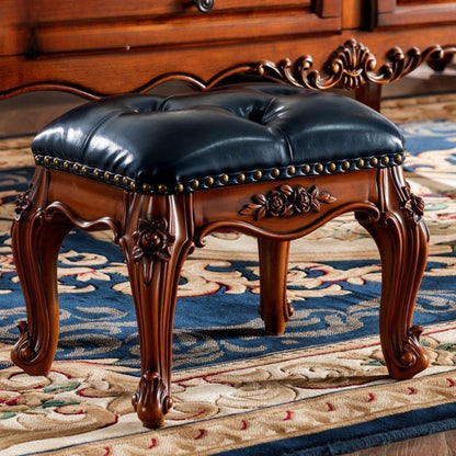 Solid Wood Upholstered Accent Stool Ottoman SKU 52001