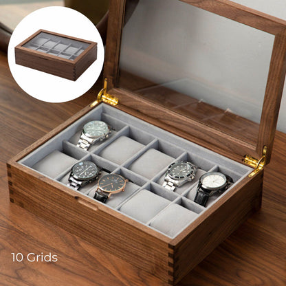 Solid Walnut Watch Box with Glass Lid SKU 22013