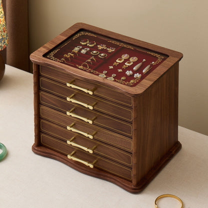 Large Solid Walnut Jewelry Box with Drawers SKU 21179