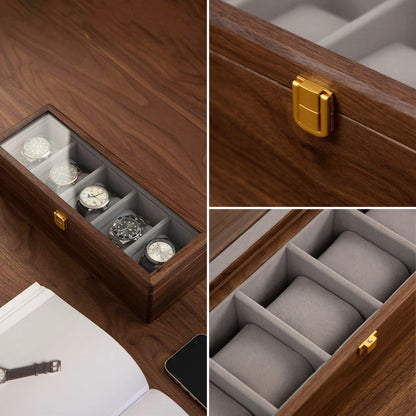 Solid Walnut Watch Box with Glass Lid SKU 22013