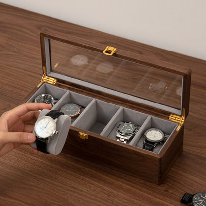 Solid Walnut Watch Box with Glass Lid SKU 22013