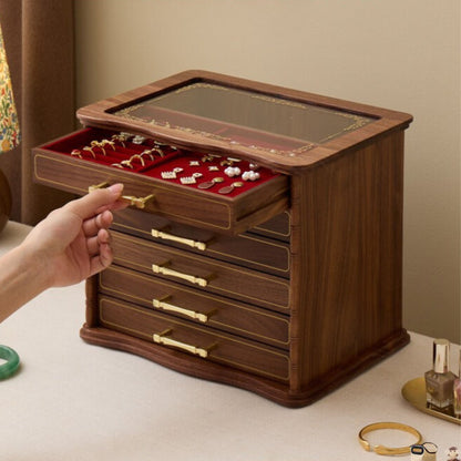 Large Solid Walnut Jewelry Box with Drawers SKU 21179