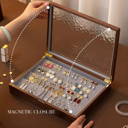 Solid Walnut Wood Jewelry Box for Earrings SKU 21176