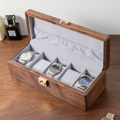 Solid Walnut Wooden Watch Box with Clasp SKU 22014