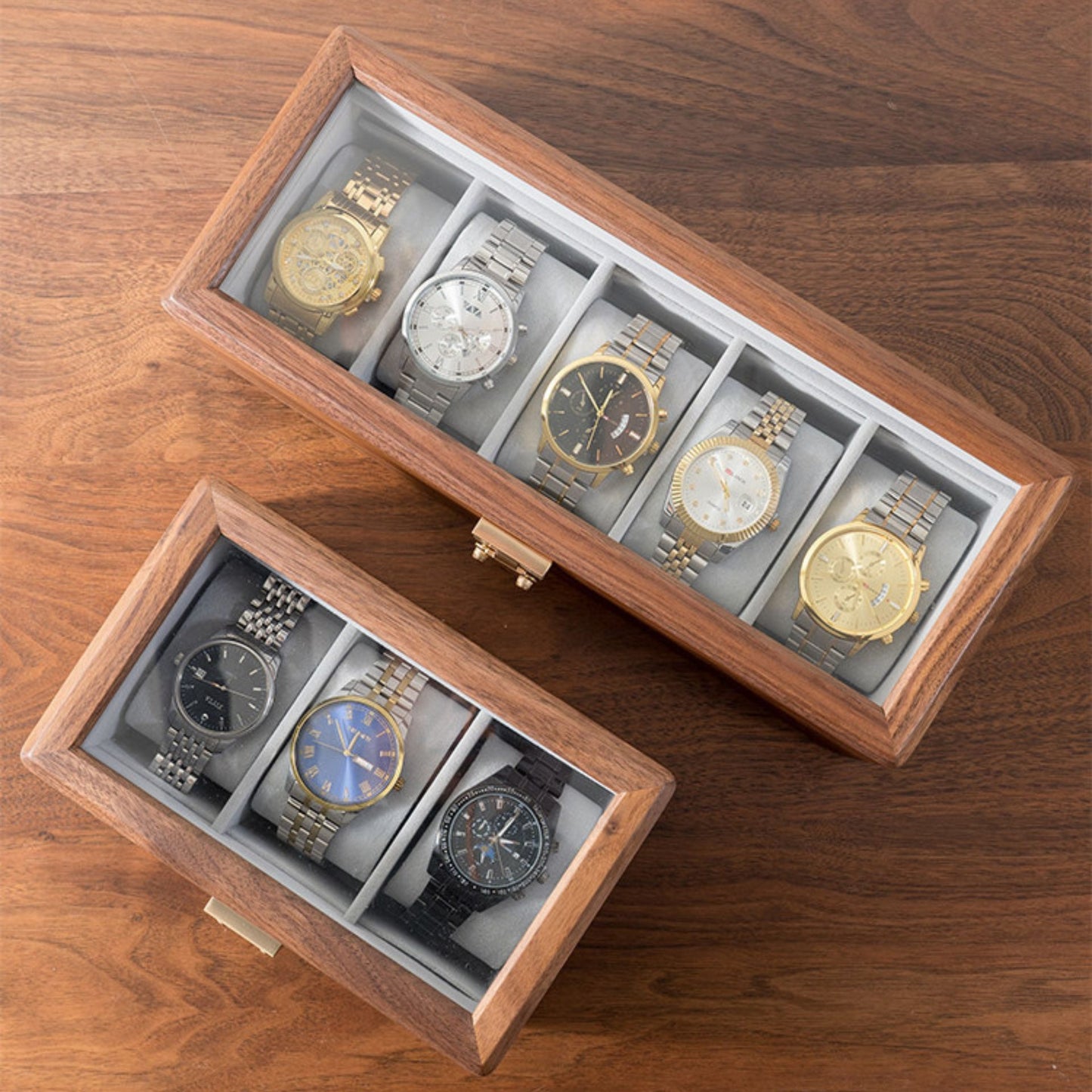 Solid Walnut Wooden Watch Box with Clasp SKU 22014