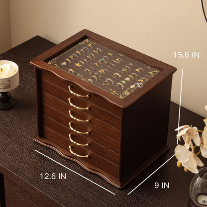 Large Wooden Jewelry Box Organizer with Drawers SKU 21157