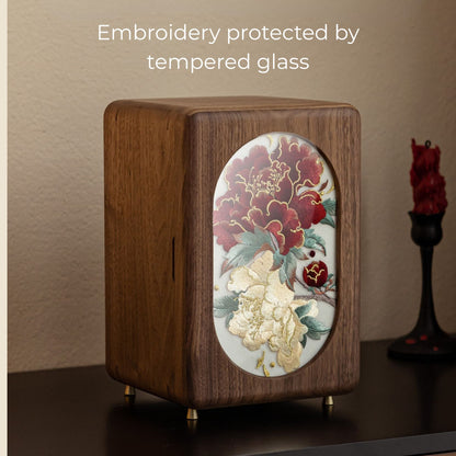 Solid Walnut Jewelry Box with Embroidery SKU 21192