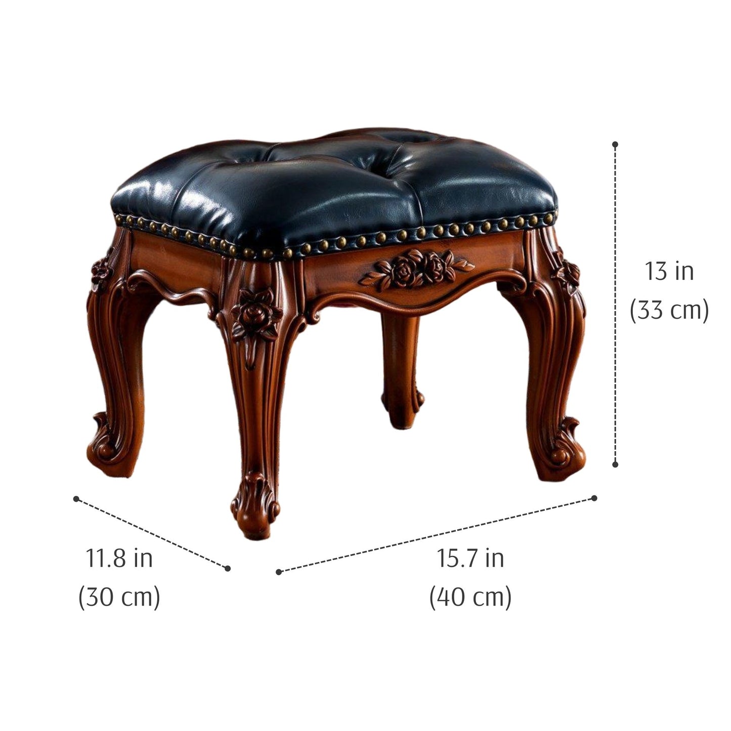 Solid Wood Upholstered Accent Stool Ottoman SKU 52001