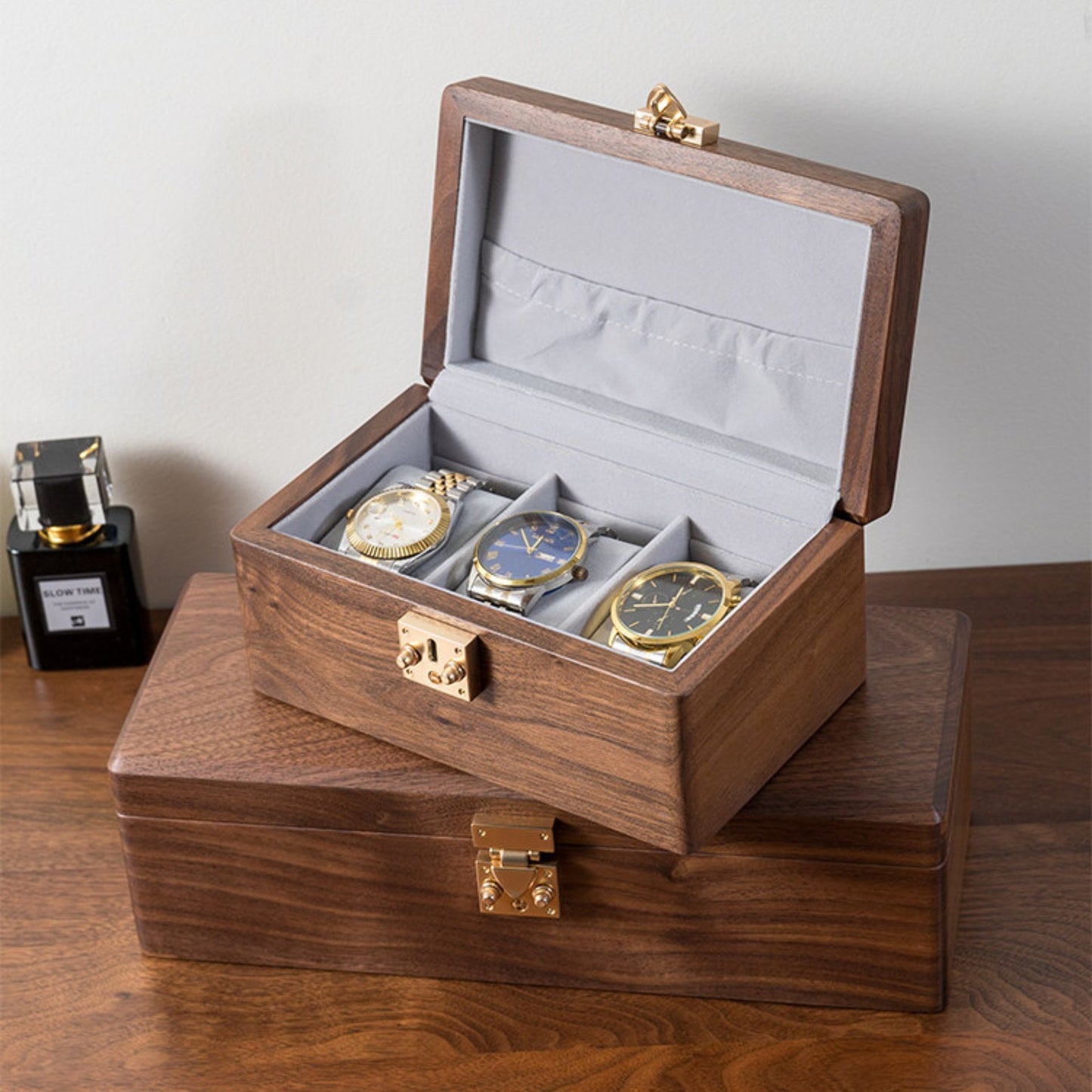 Solid Walnut Wooden Watch Box with Clasp SKU 22014