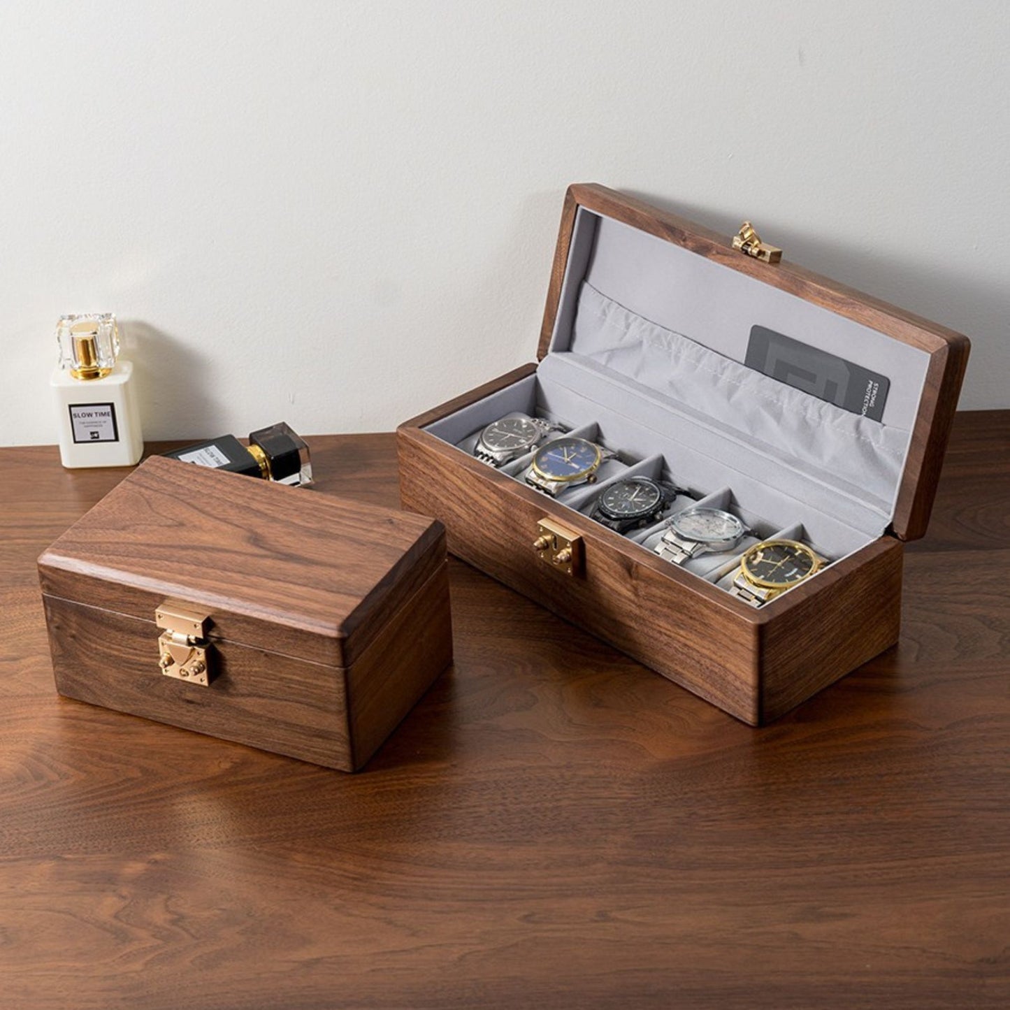 Solid Walnut Wooden Watch Box with Clasp SKU 22014