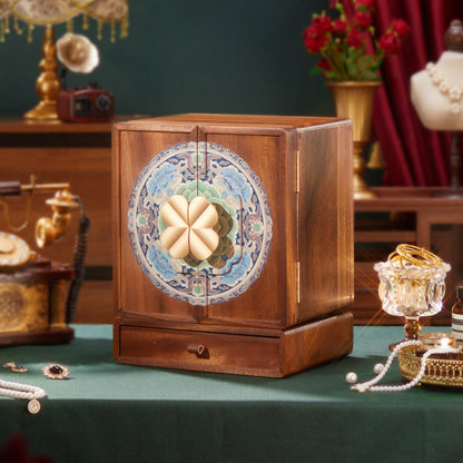 Rotatable Solid Wood Jewelry Box with Drawers SKU 21180