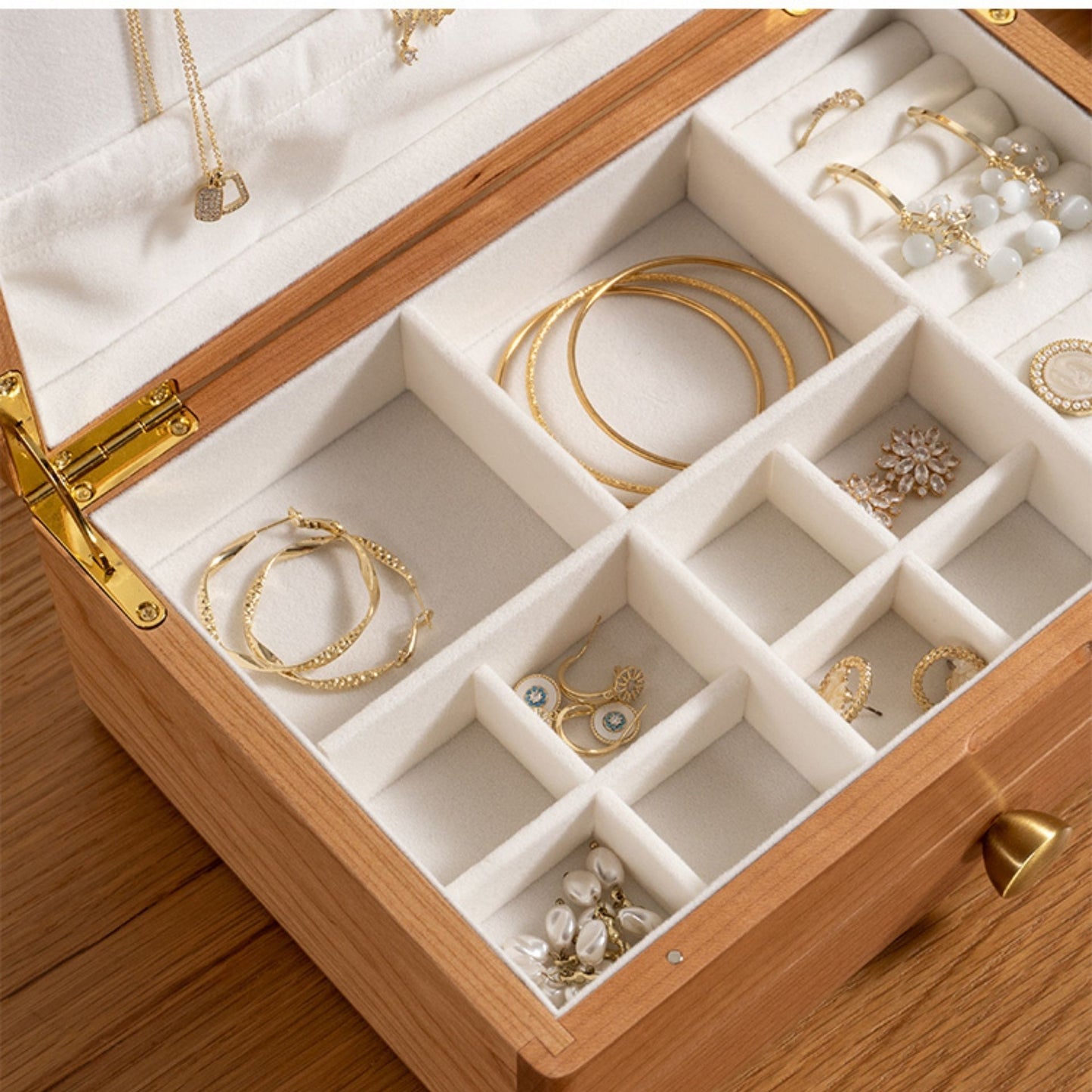 Solid Wood Jewelry Box with Drawer SKU 21122