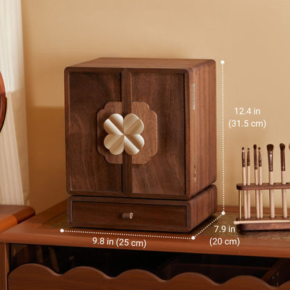 Rotatable Solid Wood Jewelry Box with Drawers SKU 21180