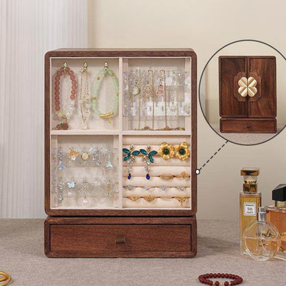 Rotatable Solid Wood Jewelry Box with Drawers SKU 21180